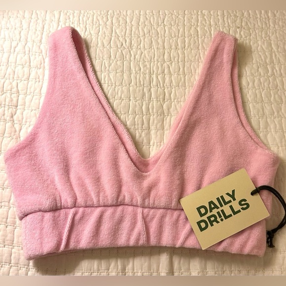 NWT💕 Daily Drills Terry Cloth V-Neck Bralette Baby Small - Picture 2 of 2